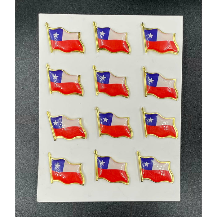 Pack X 12 Piocha, Pin de Bandera Chilena
